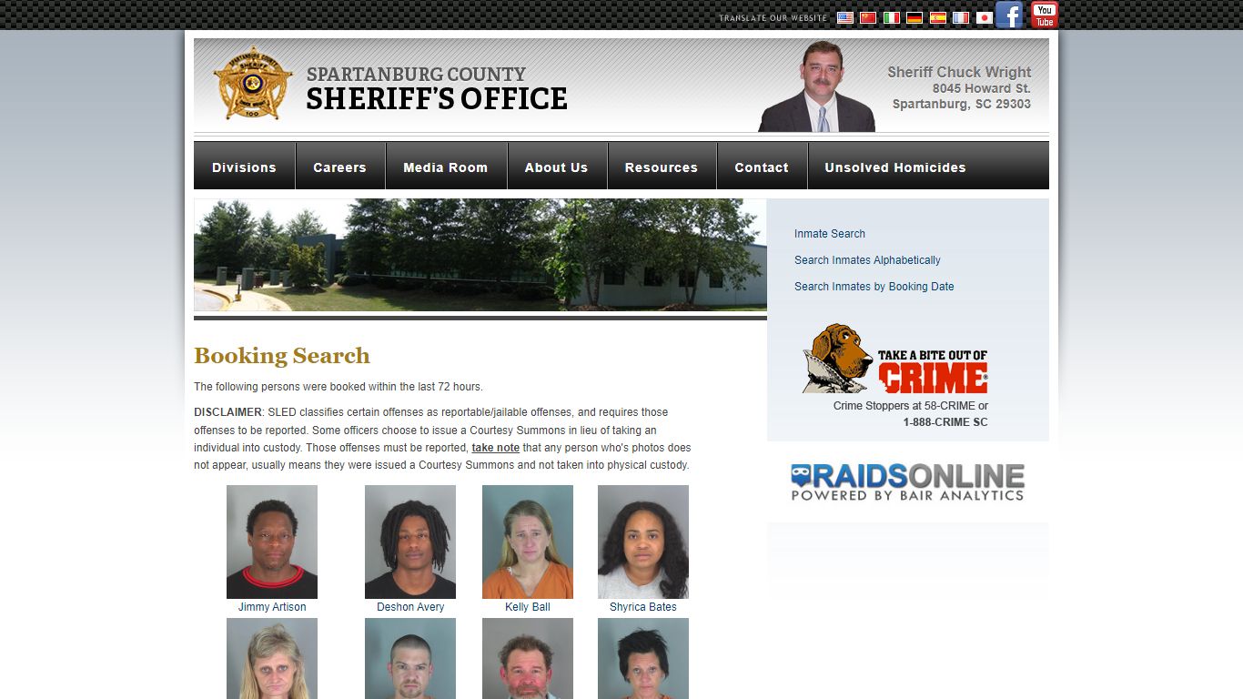 Booking Search : Spartanburg Sheriff