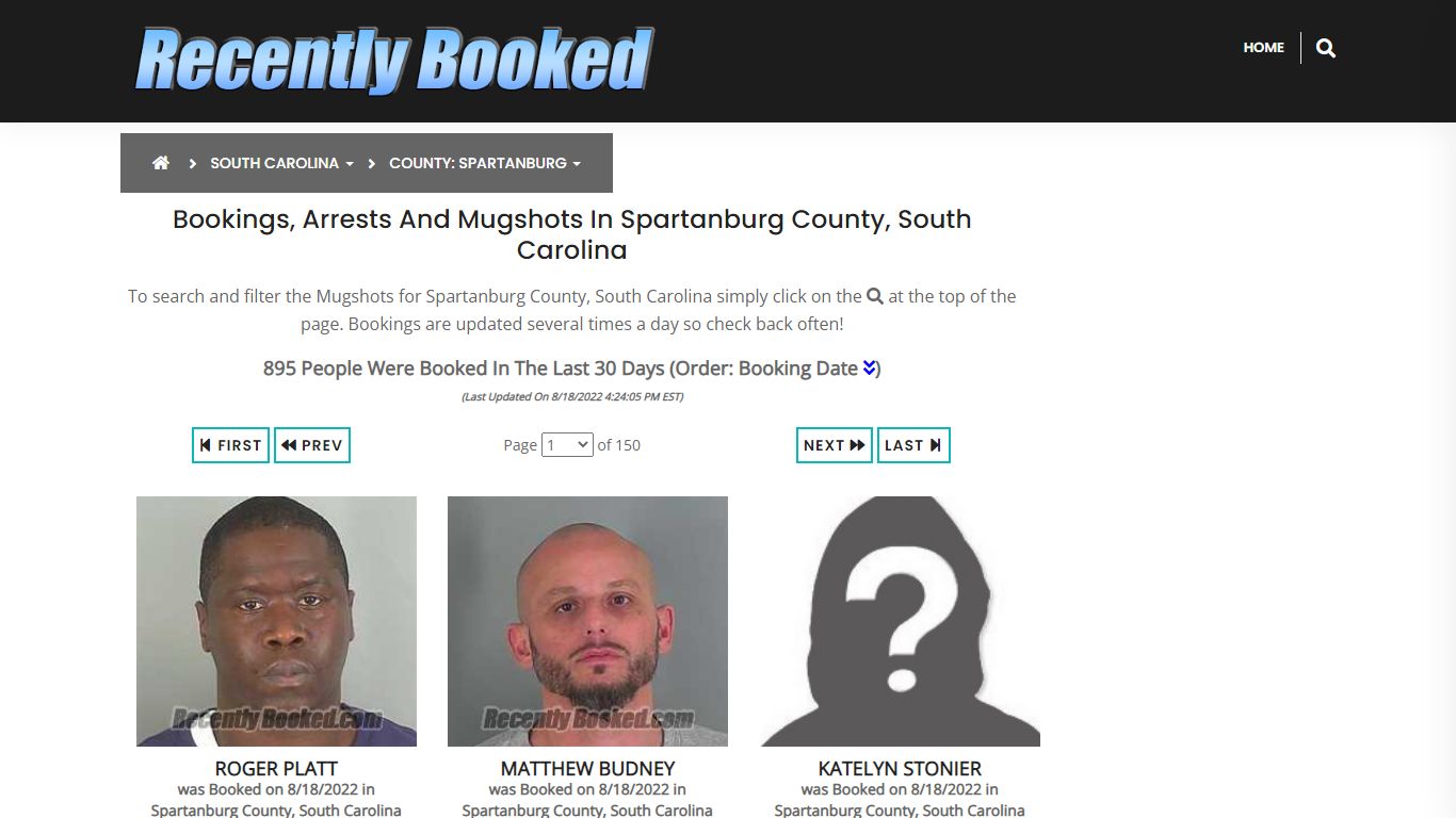 Recent bookings, Arrests, Mugshots in Spartanburg County, South Carolina